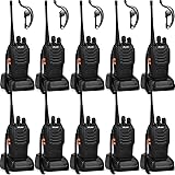 Ansoko Walkie talkies 10 Pack Long Range Rechargeable 2 Way Radio UHF 16-Channel with Earpiece Li-ion Battery and Charger (Pa