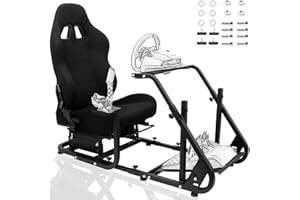 Marada Simulator Cockpit with Real Racing Seat, Driving Simulator Seat Height Adjustable, Racing Wheel Stand fit for Logitech