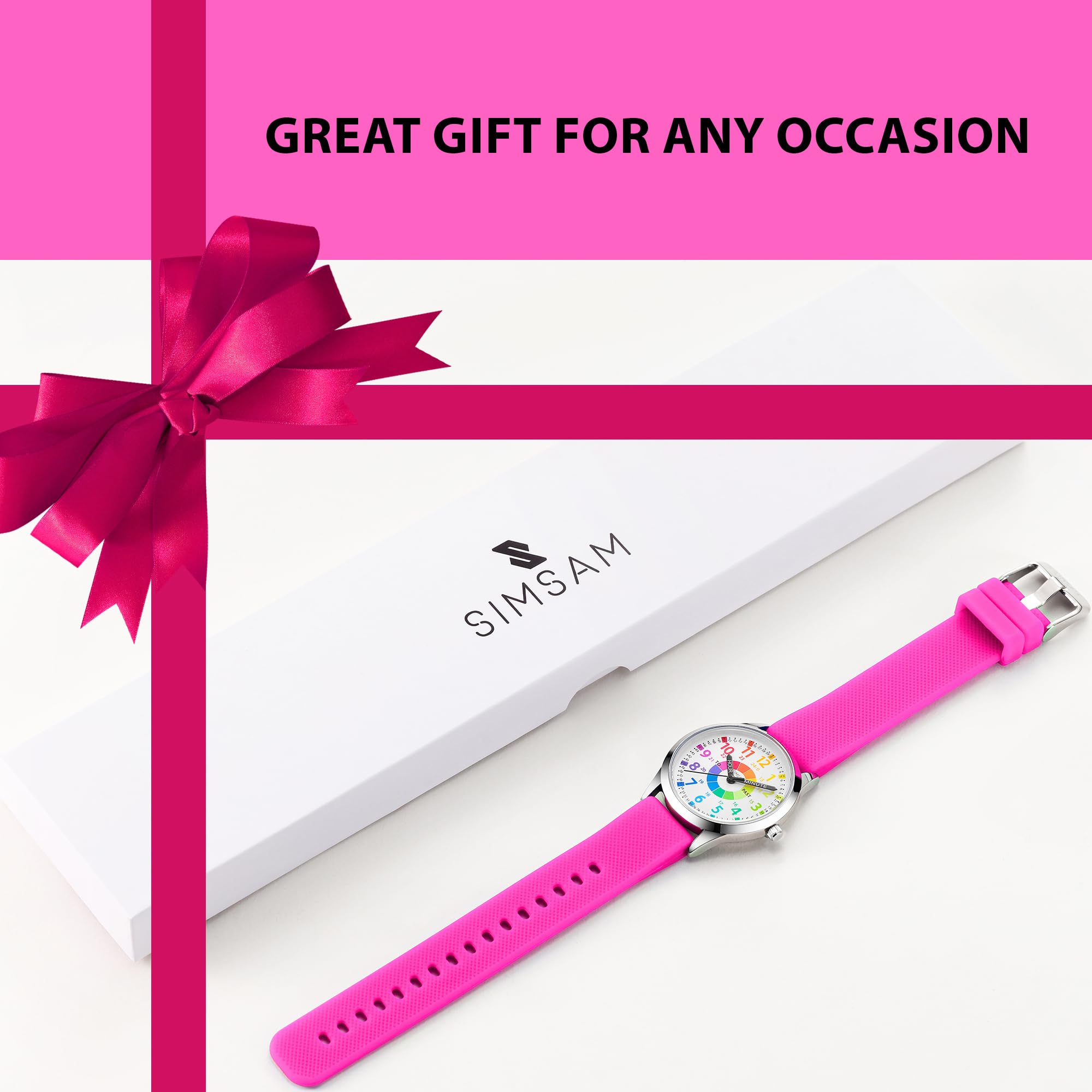 SIMSAM Kids Analog Watch, Learning Watch for Kids 8-12, Waterproof Time Teacher Watches for Boys Ages 5-7 6-8, Easy to Read Educational Girls Watches Ages 8-12, Great Gift Boys Girls Year 4-12 Old Waterproof