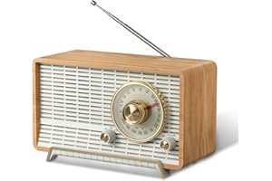 YOWGULF YOWGUIF AM FM Radio Classic Retro Wood Table Radio Bluetooth Speakers Radios Plug-in Wall with Rotary Knob Great for Home, Office