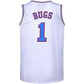 BOROLIN Youth Basketball Jersey #1 Moive Space Jerseys Bugs Shirts for Kids 90s Hiphop Party Clothing