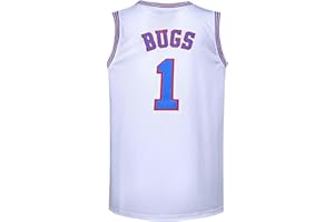 BOROLIN Youth Basketball Jersey #1 Moive Space Jerseys Bugs Shirts for Kids 90s Hiphop Party Clothing