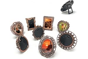8 Pcs Mini Vintage Metal Picture Frames,MaehSab 1 Inch Tiny Photo Display for Tabletop or Wall Decor, Antique-Style Frames fo
