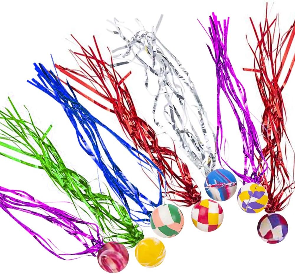 ArtCreativity Comet Balls, Bulk Set of 24, Bouncy Super Balls with Colorful Streamers, Birthday Party Favors for Kids, Goodie Bag Fillers, Fun Assorted Colors: Toys & Games