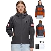 Heated Jacket for women with 12V Battery Pack - 5 Heat Zones Soft shell Electric Heated Coat for Outdoor Hiking & Recreation