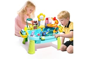 OLHKYN 2026 Upgraded Toddler Sand Water Table Toy with Electric Water Pump, Kids Sand Water with Faucet/Play Food Accessories/Fishing Toy, Kitchen Play Sink Toys for Girl Boy Age 3+