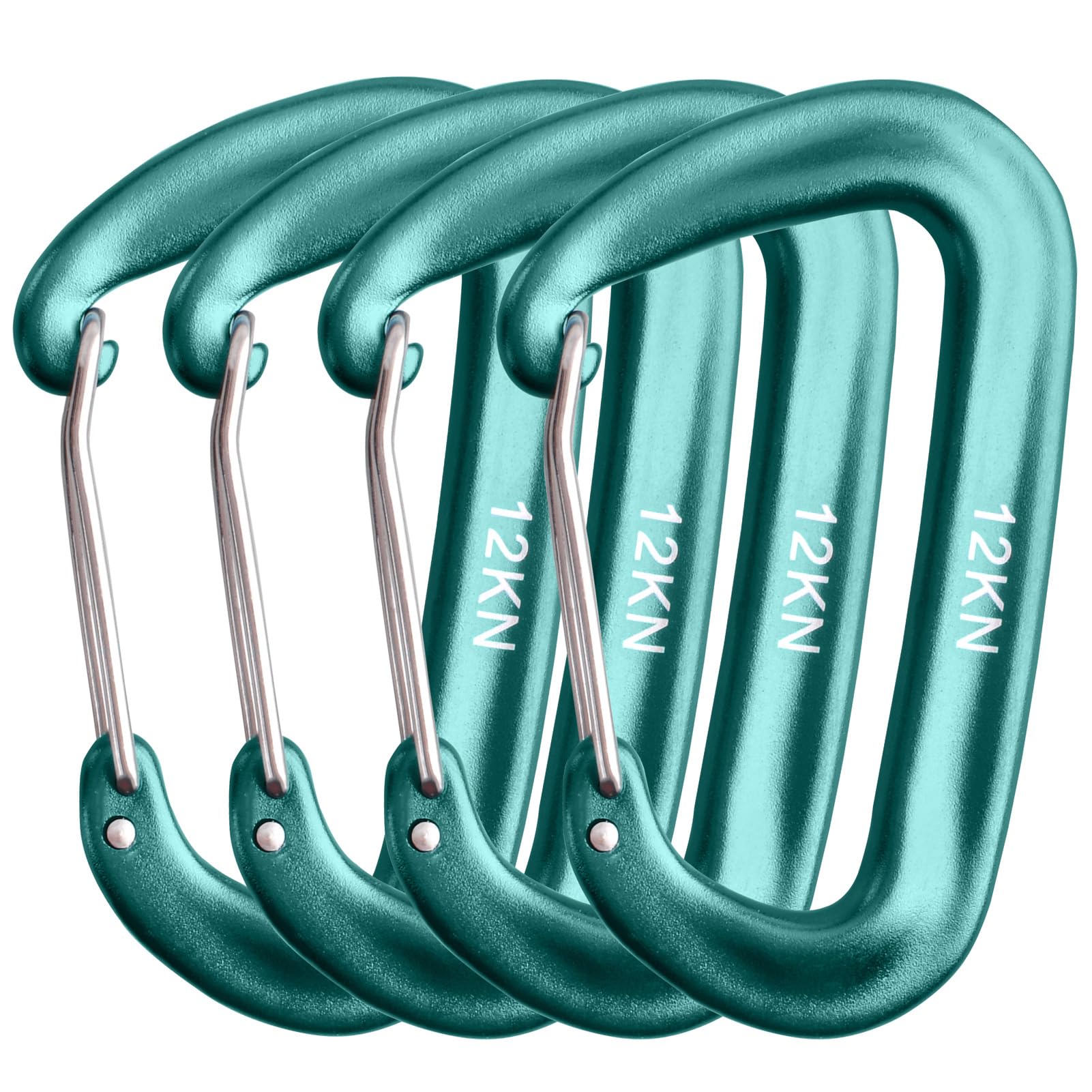 Azarxis 12 kN Carabiner Clips, 4 Pack Heavy Duty Carabiners Clip Rated 2697 LBS Lightweight for Hammock, Camping, Hiking, Backpack, Dog Leash, Gym (Dark Green)