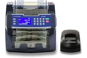 ACCUBANKER USA AccuBANKER AB5800 Bank Grade Bill Counter Value Extension Money Counter Machine w/Total Value Per Denomination Hopper Capacity 300 Bills & 3-Point Counterfeit Detector (with Thermal Printer Included)