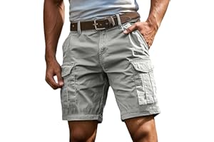 JiXiang Men Cargo Shorts with Pockets Casual Knee Length Lightweight Shorts Stretch Outdoor Hiking Travel Work Short Pants