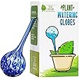 LGL Plant Watering Globes - Automatic Self Watering Globes. Decorative Self Watering Planter Inserts Made From Hand-Blown Durable Glass. Self Watering Spikes to Support Plant Health. 4 Pack, Small.