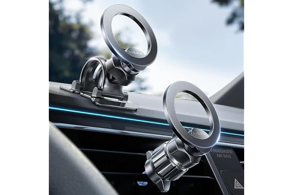 LISEN for MagSafe Car Mount, Magnetic Car Phone Holder for Vent & Dashboard | [24XN55 Magnets] Dual Adhesive Pads Fit Flat Su