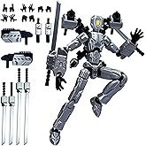 MMXBGS T13 Action Figure Set, 3D Printed Dummy 13, Titan 13 with 6 Arms, T 13 Multi-Jointed Movable, Lucky 13 Robot Desktop Decorations for Game Lovers Toys (Assembly Completed) (Gray)