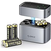 ORICO Rechargeable AA Lithium Batteries with Charger(8 Pack, 1.5V), Recharge up to 1500+ Cycles, 2.5H Fast Charger, Li-Ion Batteries Suitable for Remote Control, Electronic Toys -LEV8