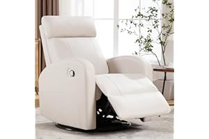 HOMYKA Swivel Rocker Recliner, Manual Glider Rocking Recliner Chair, Swivel Reclining Lounge Chair Nursery Glider Recliners for Small Spaces, Living Room, Beige