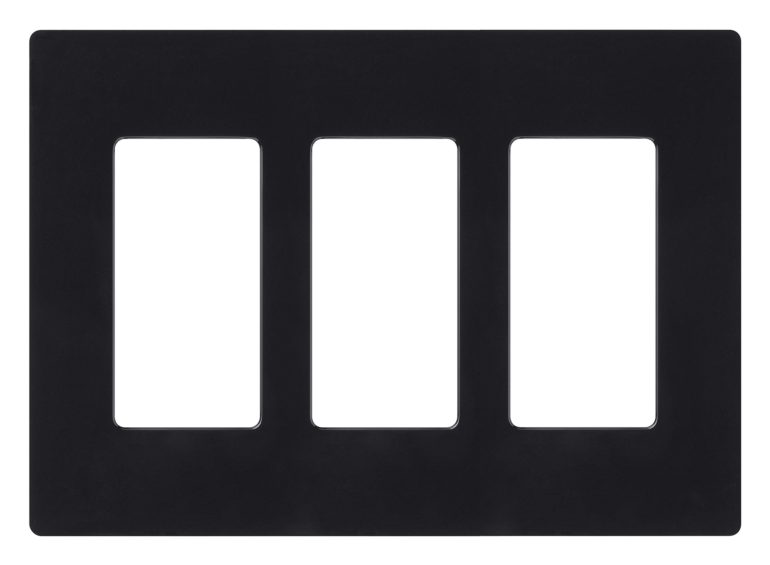Lutron Claro 3 Gang Decorator/Rocker Wallplate, Gloss, Black (1-Pack) | CW-3-BL — image 1