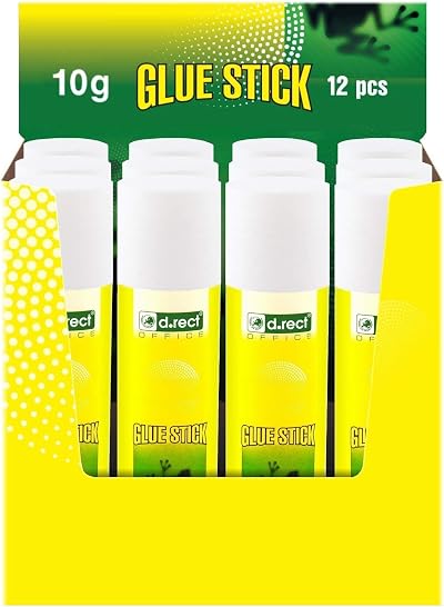 D.RECT Glue Stick 10g PVA Glue for Craft Art Scrapbooking Pack of 12