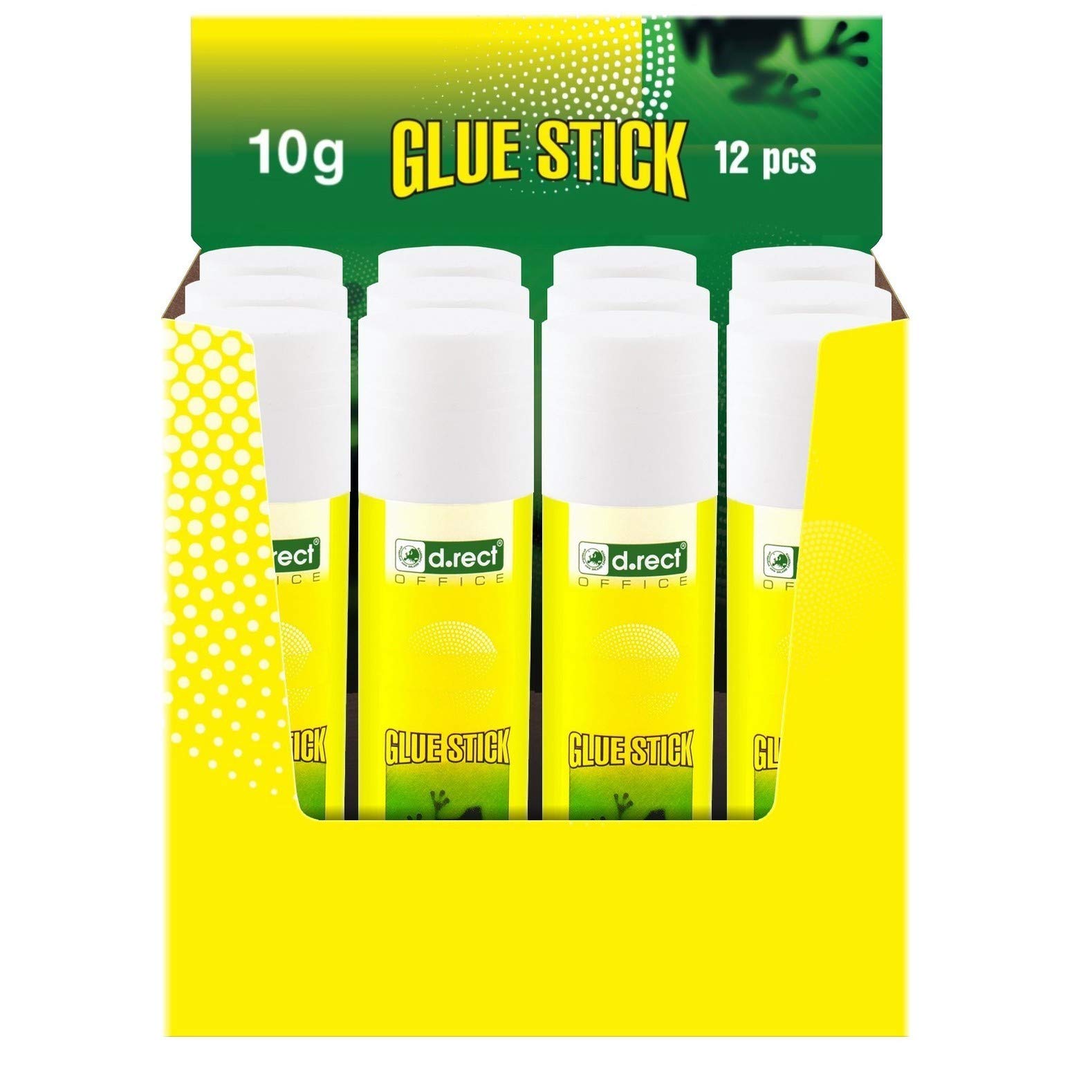 D.RECT Glue Stick 10g - PVA Glue for Craft Art Scrapbooking - Strong Hold Adhesive for Home School & Office Supplies, Pack of 12