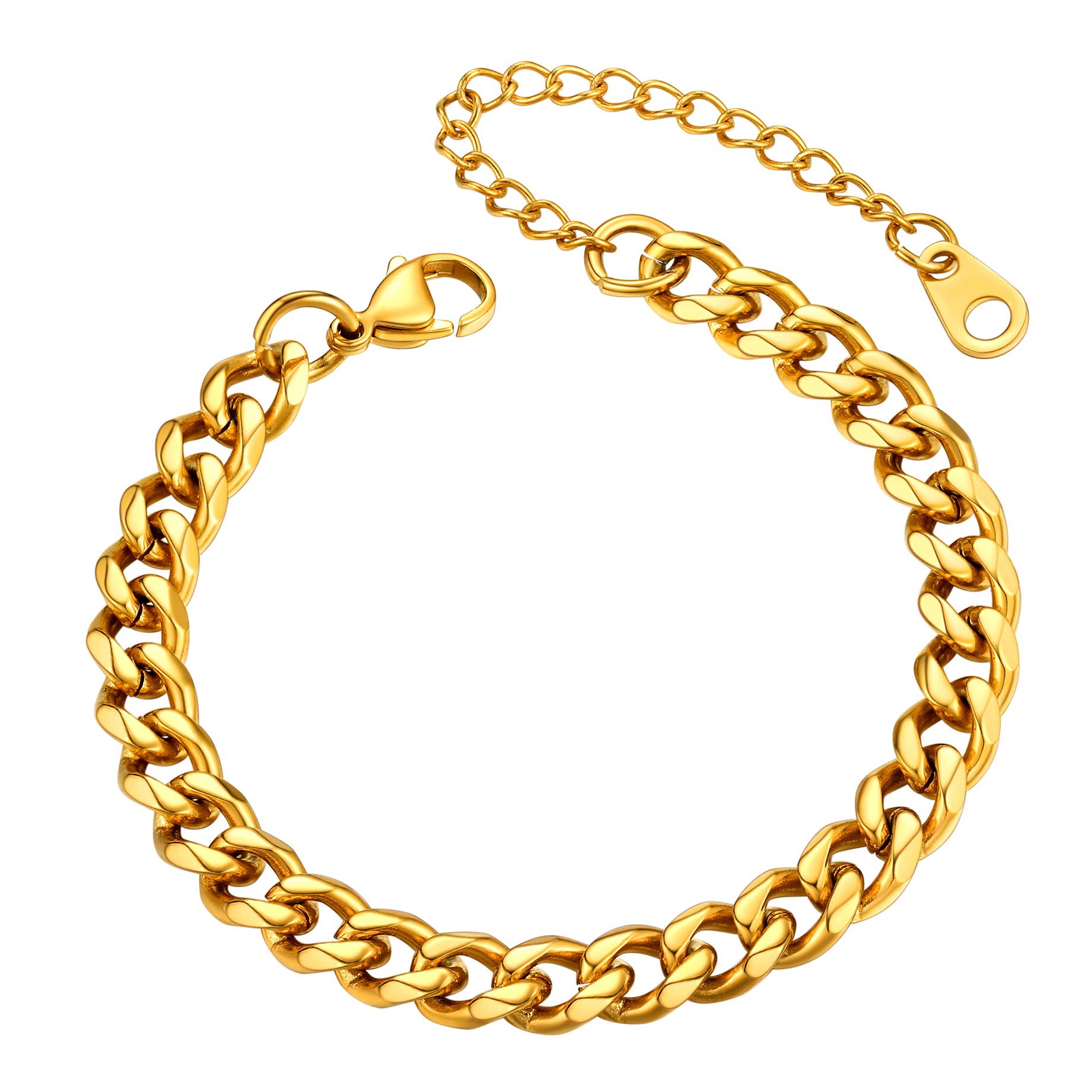 U7 Cuban Link Bracelet Men Jewellery Yellow Gold Plated Womens Chain Braclets