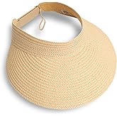 Fumwase Sun Visors for Women Foldable Straw Visor Beach Hat Uv Protection Wide Brim Adjustable Cooling Summer Cap for Travel