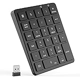 PINKCAT Wireless Number Pads, 28 Keys Numeric Keypad with 2.4G Mini USB Receiver, Portable Number Numpad Financial Accounting