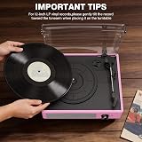 Cotsoco Vinyl Record Player 3 Speed Belt-Driven with Bluetooth Speakers Pale view 5