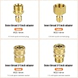 NQEUEPN 4Pcs M22-14mm to 1/4in Pressure Washer Adapter Set Brass Gold view 2