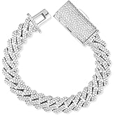 Gemsme Cuban Bracelet For Men Women, Hip Hop Heavy 18k Gold Plated Full Iced Out Miami Cuban Link Chain Bracelet