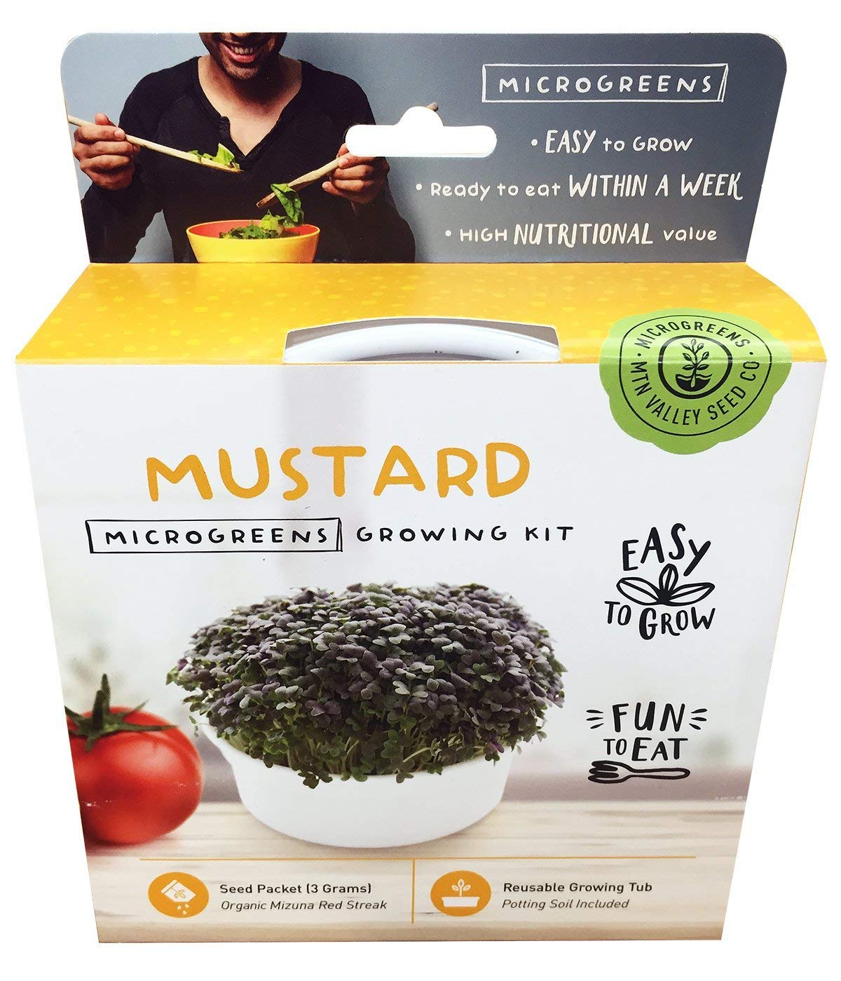 Mini Microgreens Growing Kit - Mizuna Mustard - Grow Your Own Organic Gourmet Micro Greens Indoors: Salad, Sandwich & Garnish - Easy & Fun - Great Gift or Stocking Stuffer (Red Streaks Mizuna Mustard)
