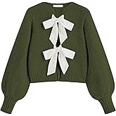 Lianlive Women's Bow Tie Front Cardigan Sweater Long Sleeve Knit Sweaters Top Open Front Chunky Coat Knitwear