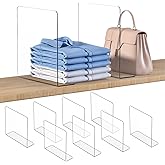 OKPOW Shelf Dividers Closet Organizer - 12" Tall X 11.8" Deep Acrylic Clear Sturdy Separate for Clothes Purse - Adjustable Space Saver Easy Install for Home Organization Enthusiasts 8 Pack