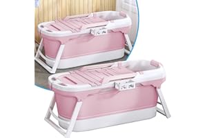 Adowore Portable Bathtub- 55" Foldable Bathtub for Adults- Collapsible Bathtub with 2 Side Handles and Waterproof Neck Pillow