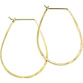 Thin Hammered Hoop Earrings, Elegant Geometric Solid Sterling Silver, Gold Filled, and Rose Gold Filled; for Women by Lotus Stone Jewelry