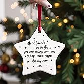 Best Friend Ornament for Women Men, Cute Hanging Decoration with Heartfelt Message, Ceramic Keepsake Gift for Friendship, BFF, Sisters, Soulmates, Christmas Tree or Room Decor, 4 in (Friend5)