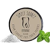Simply Sooney Vegan Fluoride Free Toothpaste Powder I Organic Peppermint Essential Oil I Natural Whitening I Stronger Teeth (3.5 oz (Jar BPA Free Plastic))