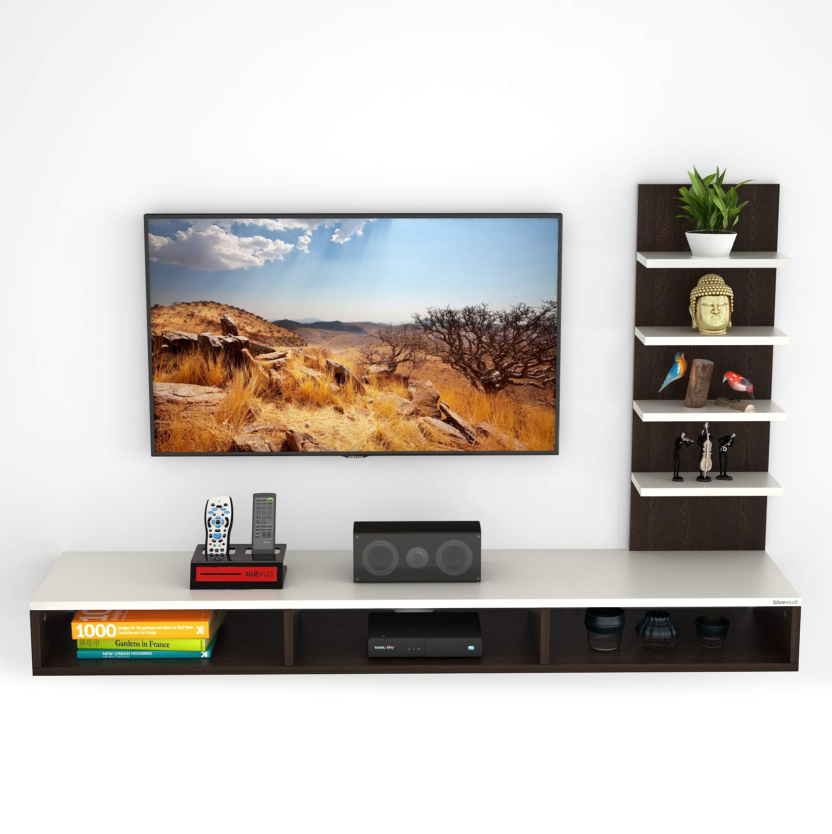 Bluewud Primax TV Entertainment Wall Unit/Set Top Box Stand (Ideal for