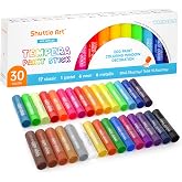 Shuttle Art Tempera Paint Sticks 30 Colors, Kids Safe, Washable Mess-Free | Fast Drying Solid Paint Sticks, Works Smoothly and Creamy on Paper, Wood, Glass, Ceramic and Canvas for Kids Art Creation