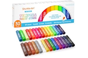Shuttle Art Tempera Paint Sticks - 30 Solid Colours - Quick Drying - Works Great on Paper, Wood, Glass, Ceramic, Canvas