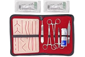 TeckMed - Suture Practice Kit (18 Pieces) for Medical Student Suture Training, Include Suture Pad with 14 Pre-Cut Wounds, Suture Tools, Suture Thread & Needle (Complete Kit)