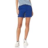 Amazon Essentials Women's Mid-Rise Slim-Fit 5 Inch Inseam Khaki Shorts (Available in Straight and Curvy Fits)
