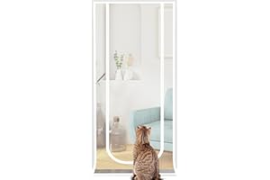 Sunolga 34x83 Inch Pet Screen Door Fits Door Size 32''x 80'', Reinforced Textilene Cat Screen Door with Bilateral Zipper and Hook&Loop for Living Room, Kitchen and Bedroom
