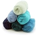 Woolbuddy Needle Felting Wool Roving Bag, Beautiful Roving Wool, Handmade Sheepwool, Zero Waste Kit, for Needle Felting Beginner and Adult, Wet Felting, Felting Supplies and Felting Soap (Blue)