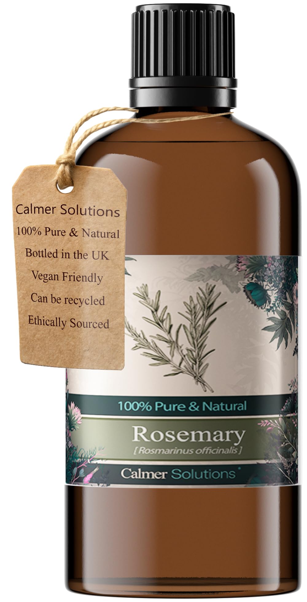 Calmer Solutions Rosemary Essential Oil 100ml – 100% Pure & Natural Aromatherapy Oil – Energising & Clarifying for Diffusers, Massage, Hair & Scalp Care, Skincare & DIY Blends