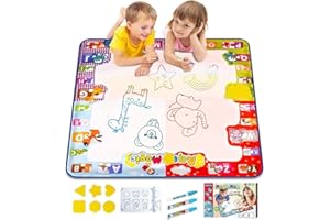KIZZYEA Toys for 2 3 4 5 Years Old Boys Girls, Water Doodle Mat for Kids, Large Coloring Painting Writing Mat with Neon Colors, Educational Toys Christmas Birthday Gifts for Age 2-4, 3-5 Toddlers