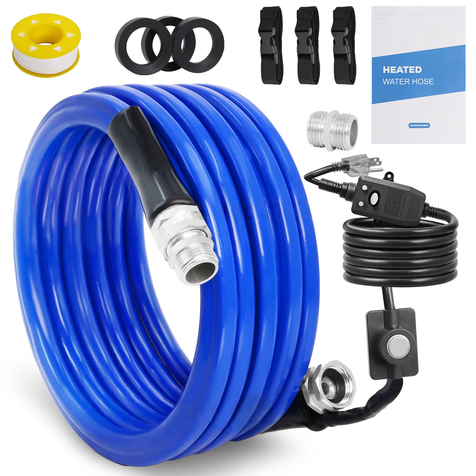 Photo 1 of 15FT Heated Water Hose for RV, -45°F Freeze-Proof Drinking Water Hose with Thermostat, 5/8" ID, BPA-Free Lead-Free, Flexible Winter Antifreeze Hose for RV, Camping, Garden