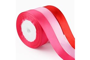 ASTARON Satin Ribbon for Valentine Crafts 1 Inch, Red Pink Solid Color Ribbon Fabric Ribbon for Valentines Day Gifts Wrapping