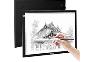 RTjoy A4 LED Light Pad, USB Powered Drawing Board, Adjustable Brightness Tracing Box Ideal for Diamond Painting, Weeding Vinyl, Viewing Slides, Stenciling, Embossing, Quilting Stencils (Black)