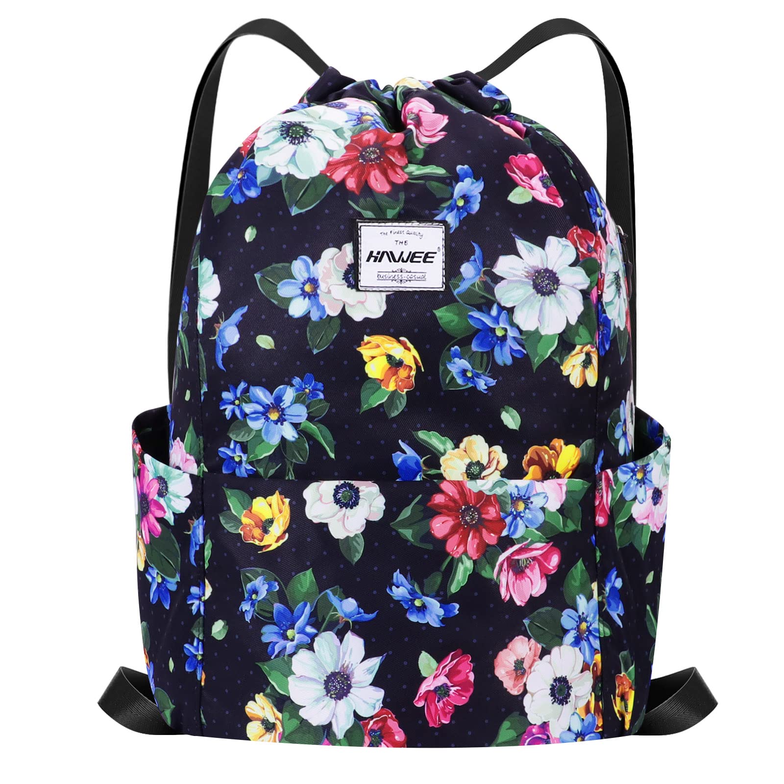 HAWEE Waterproof Drawstring Bags Backpack Large Gym Bag Drawstring Daypack Unisex for Women Men Daily Life Outdoor Casual Sport Yoga School Beach Swim