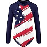 Zando UPF50+ Girls Long Sleeve One Piece Swimsuit with Zipper - Rash Guard for Teens Toddler Kids 2-15 Years