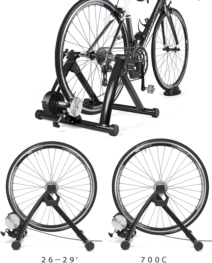 fahrrad rollentrainer klappbar stahl bike trainer mit schnellspanner vorderradunterlage radtrainer fur 26 29 zoll fahrradtraining fahrradfahren zuhause indoor amazon de sport freizeit