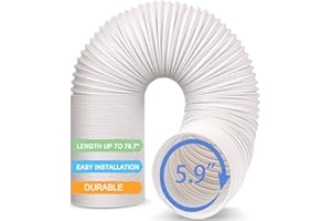 JIN&BAO Air Conditioner Hose, Exhaust Hose - Jin＆Bao Universal Flexible Clockwise Portable AC Hose with 5.9 Inch （6”）Diameter, 80 Inch Length- Replacement Room Air Conditioner Vent